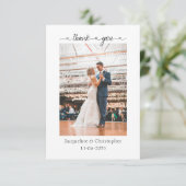 Minimalistisch hartscript bruiloft Foto bedankt Ca (Staand voorkant)
