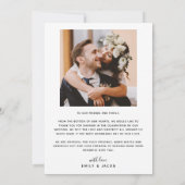 Minimalistisch hartscript wit bedankkaart (Achterkant)