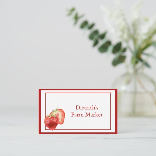 Minimalistisch hedendaags aardbei Visitekaartje (Staand voorkant)