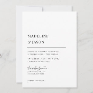 Minimalistisch hedendaagse monogram van Classy Wed Kaart