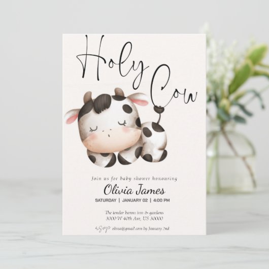 Minimalistisch heilig koe genderneutraal baby show kaart (Staand voorkant)