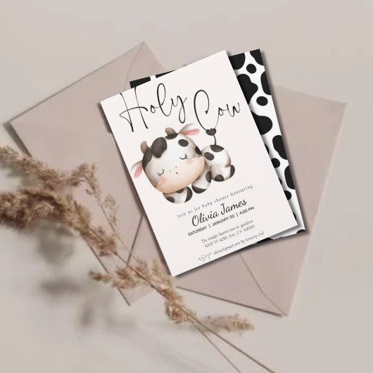 Minimalistisch heilig koe genderneutraal baby show kaart