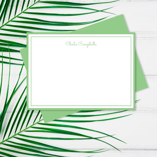 Minimalistisch helder blauwgroen groen, 2 randen,  notitiekaartje