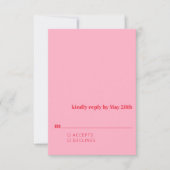 Minimalistisch helder rood roze moderne eenvoudige RSVP kaartje (Voorkant)