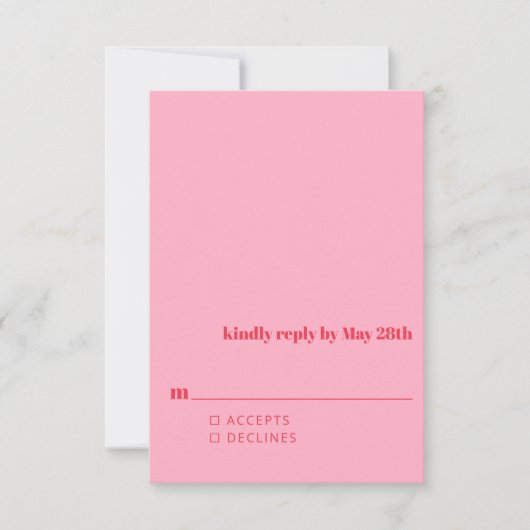 Minimalistisch helder rood roze moderne eenvoudige RSVP kaartje (Voorkant)