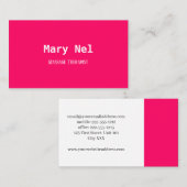 Minimalistisch helder roze en wit visitekaartje (Voorkant / Achterkant)