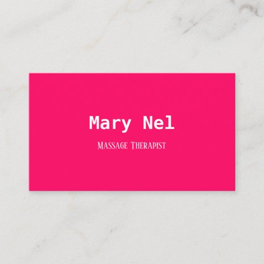 Minimalistisch helder roze en wit visitekaartje (Voorkant)