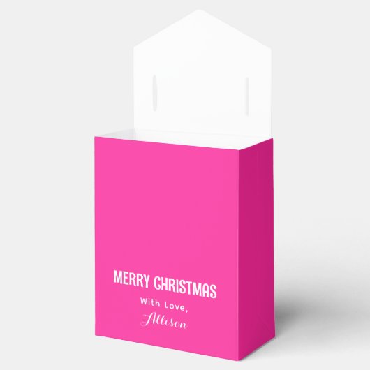 Minimalistisch Helder Roze Retro Vrolijk Kerstfees Bedankdoosjes (Geopend)