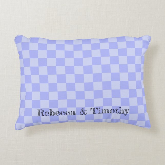 Minimalistisch Hemelblauw Patroon Aangepaste Tekst Accent Kussen (Voorkant)