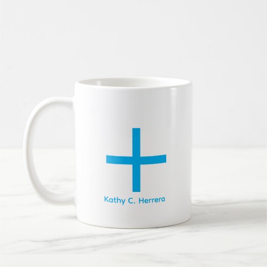 Minimalistisch Hemelblauw Plus Teken Aangepaste Na Koffiemok (Links)