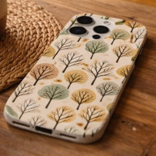 Minimalistisch herfstboompatroon pastel herfstbos iPhone 15 pro max hoesje