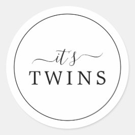 Minimalistisch Het is Twins Baby shower Sticker