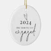 Minimalistisch het jaar dat we verloofde hartnamen keramisch ornament (Rechts)