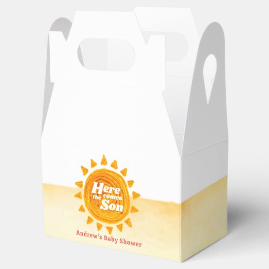 Minimalistisch hier komt het Son Boho Baby shower Bedankdoosjes (Geopend)