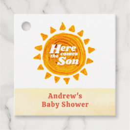Minimalistisch hier komt het Son Boho Baby shower Bedankjes Labels