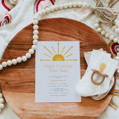 Minimalistisch hier komt het Sun Retro Baby shower Kaart