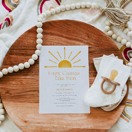 Minimalistisch hier komt het Sun Retro Baby shower Kaart
