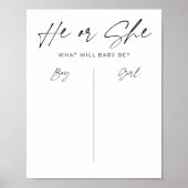 Minimalistisch Hij of Zij Baby shower teken Poster (Voorkant)