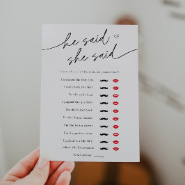 Minimalistisch Hij zei, Ze zei Shower Game Kaart