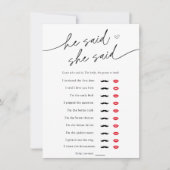 Minimalistisch Hij zei, Ze zei Shower Game Kaart (Voorkant)