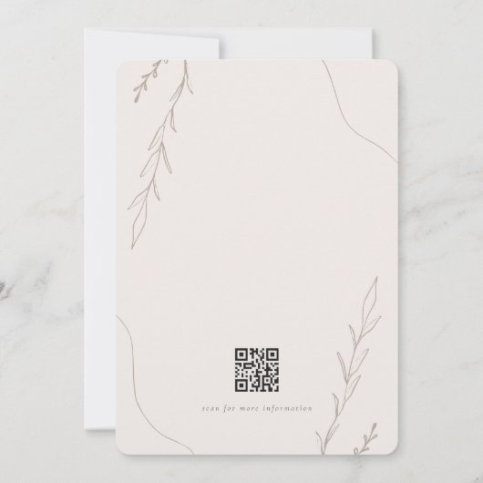 Minimalistisch historisch olieveld botanisch huwel kaart (Achterkant)