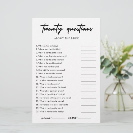 Minimalistisch Hoe goed ken je de bruid? (Staand voorkant)