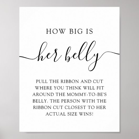 Minimalistisch Hoe groot is haar buik Baby shower  Poster (Voorkant)
