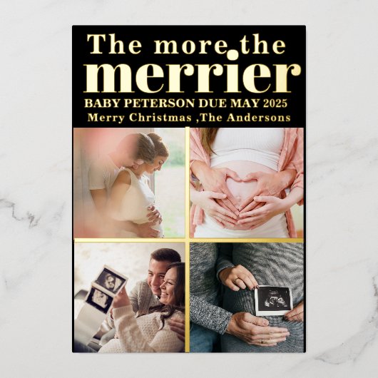 Minimalistisch Hoe meer de Merrier zwangerschap 5 Folie Uitnodiging (Voorkant)