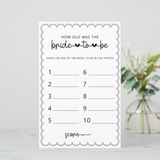 Minimalistisch Hoe oud was de bruiddouche? (Staand voorkant)