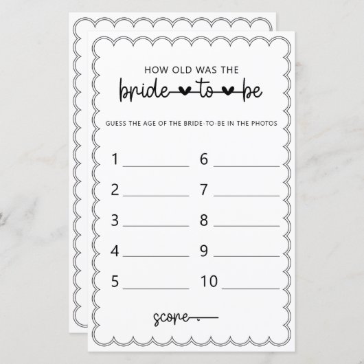 Minimalistisch Hoe oud was de bruiddouche? (Voorkant / Achterkant)