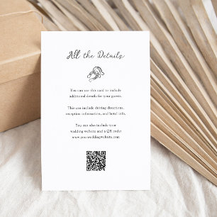 Minimalistisch Hoefijzer bruiloft gast details QR- Informatiekaartje