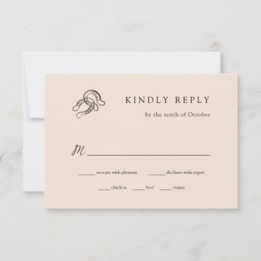 Minimalistisch Hoefijzer bruiloft | Maaltijdkeuze RSVP Kaartje (Voorkant)