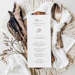 minimalistisch Hoefijzer | Bruine en witte bruilof Menu<br><div class="desc">Deze trendy maar elegante bruine en witte trouwmenu's hebben een moderne en minimalistische rustieke stijl,  met handgeschreven script en klassieke tekst. Een handgetekende paar hoefijzers is te zien in een subtiele illustratie,  voor een bijgewerkte look voor uw land,  westerne of cowboy thema bruiloft.</div>