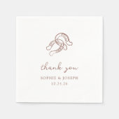 minimalistisch Hoefijzer | Bruine en witte bruilof Servet (Voorkant)