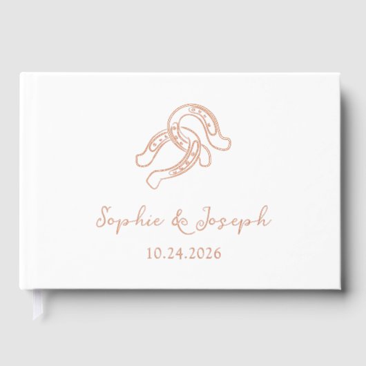 minimalistisch Hoefijzer | Echte gouden folie brui Gastenboek (Voorkant)