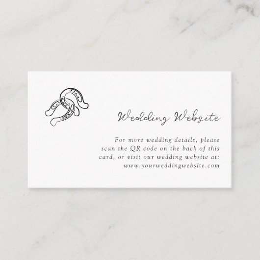 Minimalistisch Hoefijzer | Huwelijkswebsite QR Cod Informatiekaartje (Voorkant)