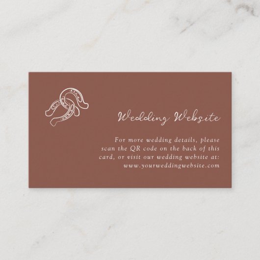 Minimalistisch Hoefijzer | Huwelijkswebsite QR Cod Informatiekaartje (Voorkant)