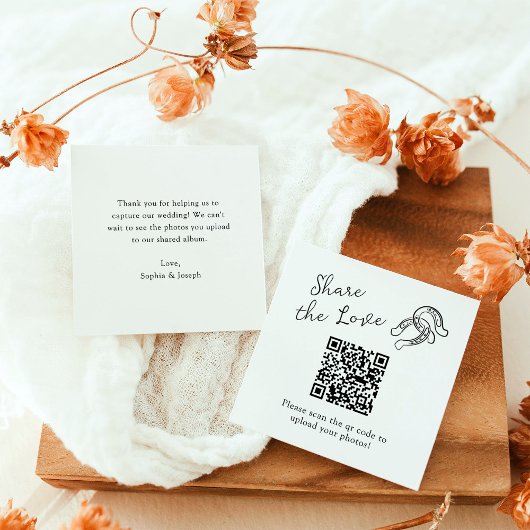 minimalistisch Hoefijzer | QR Code Deel de Liefde Informatiekaartje