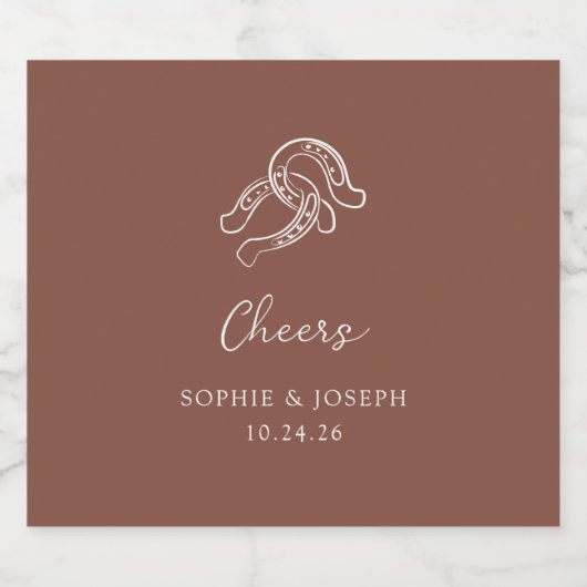 minimalistisch Hoefijzer | Rustic Brown Wedding Bier Etiket (Enkel label)