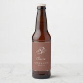 minimalistisch Hoefijzer | Rustic Brown Wedding Bier Etiket (Voorkant)