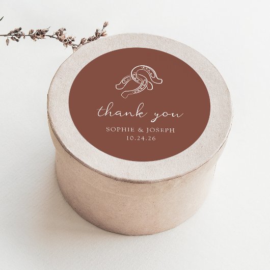 minimalistisch Hoefijzer | Rustic Brown Wedding Ronde Sticker