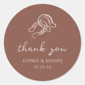 minimalistisch Hoefijzer | Rustic Brown Wedding Ronde Sticker (Voorkant)