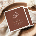 minimalistisch Hoefijzer | Rustic Brown Wedding Servet<br><div class="desc">Deze trendy maar toch elegante bruine bruiloft of vrijgezellenfeesten servetten hebben een moderne en minimalistische rustieke stijl,  met wit handgeschreven script en klassieke tekst. Een handgetekende paar hoefijzers is te zien in een subtiele illustratie,  voor een bijgewerkte look voor uw land,  westerne of cowboy thema bruiloft.</div>