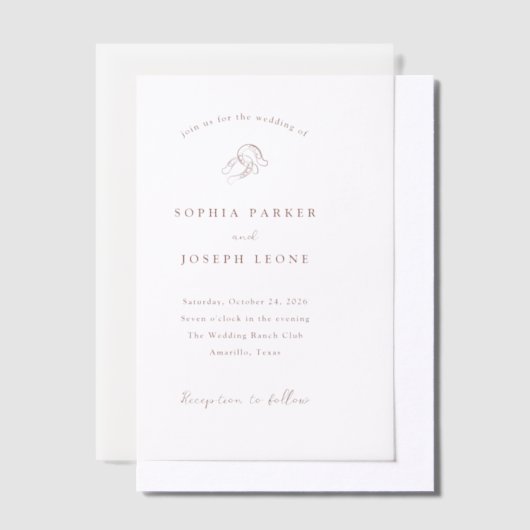 minimalistisch Hoefijzer | Rustic Brown Wedding Vellum Uitnodigingen (Offset)