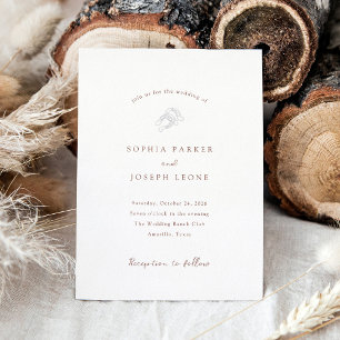 minimalistisch Hoefijzer   Rustic Wedding Silver Folie Uitnodiging