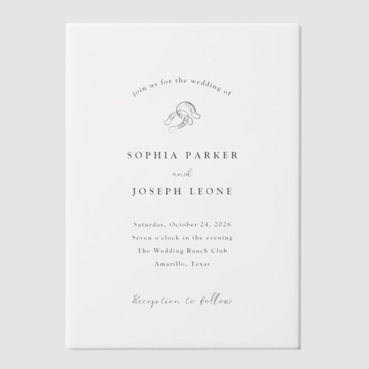 minimalistisch Hoefijzer | rustieke bruiloft Vellum Uitnodigingen (Voorkant)