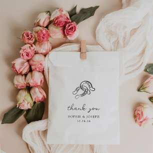 Minimalistisch Hoefijzer Zwart-wit bruiloft Bedankzakje