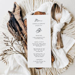 Minimalistisch Hoefijzer | Zwart-wit bruiloft Menu<br><div class="desc">Deze trendy maar elegante,  zwart-witte huwelijksmenu's hebben een moderne en minimalistische rustieke stijl,  met handgeschreven script en klassieke tekst. Een handgetekende paar hoefijzers is te zien in een subtiele illustratie,  voor een bijgewerkte look voor uw land,  westerne of cowboy thema bruiloft.</div>