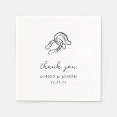 Minimalistisch Hoefijzer | Zwart-wit bruiloft Servet (Voorkant)
