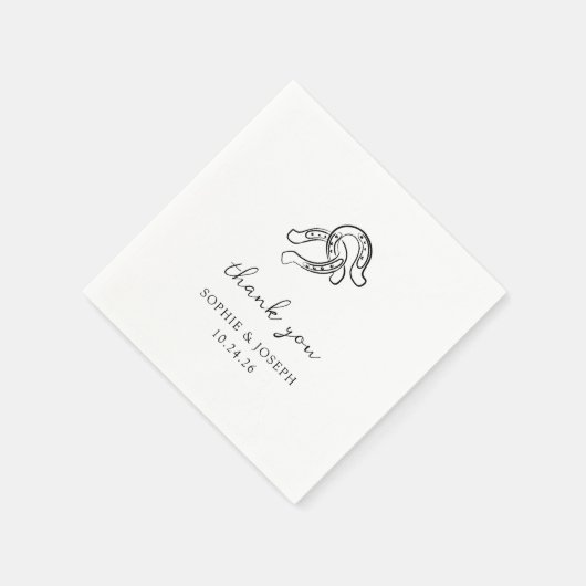 Minimalistisch Hoefijzer | Zwart-wit bruiloft Servet (Hoek)